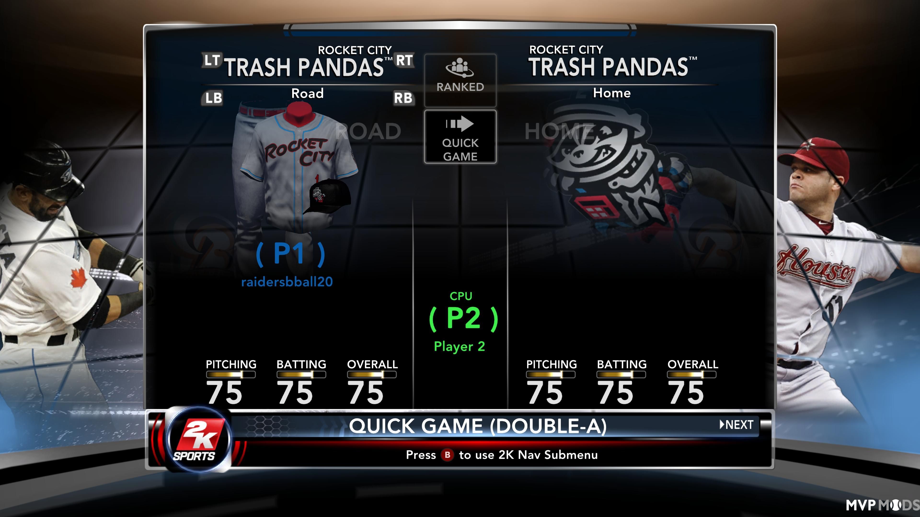 2020 Rocket City Trash Pandas - Uniforms - MVP Mods